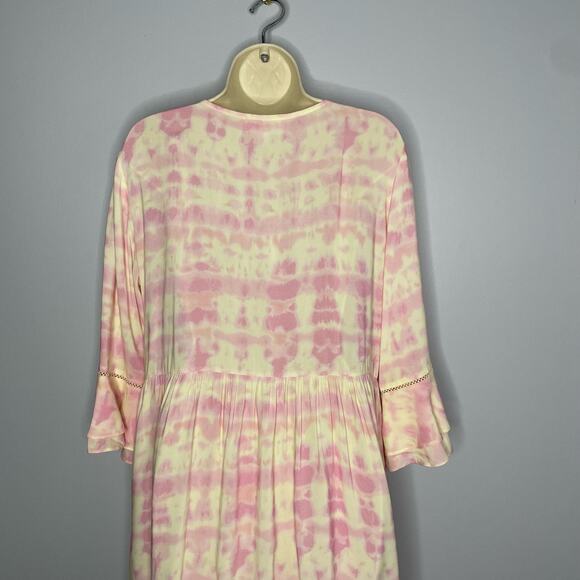 Julie‎ Brown NYC Cool Whip Rocky Pintuck V Neck Mini Dress Pink Coastal Relax L - Picture 11 of 16